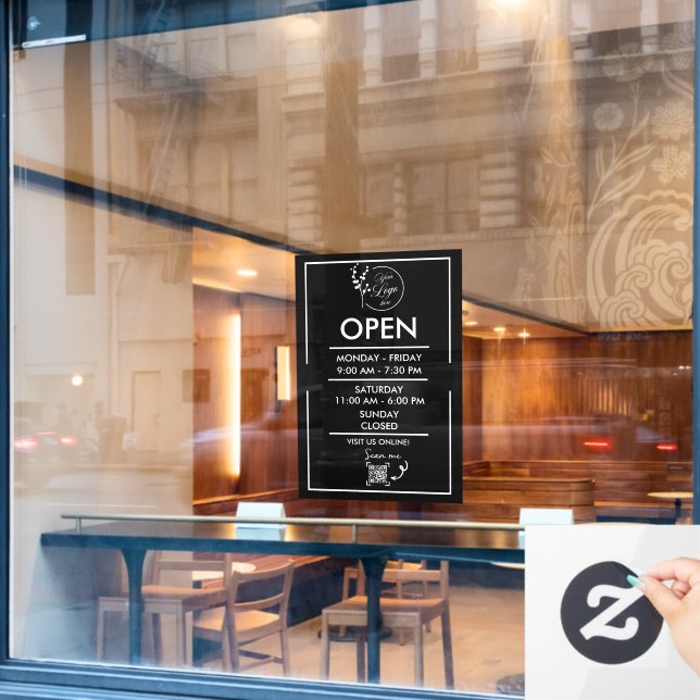 Business Opening Hours Schedule Window Cling Decal (Cafe Window)