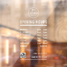 Business Opening Hours White with Logo and QR code