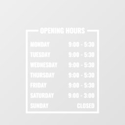 Business Opening Hours Window Cling | Zazzle