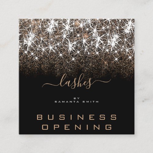 Business Opening Lashes Golden Glitter Small Big Square Business Card
