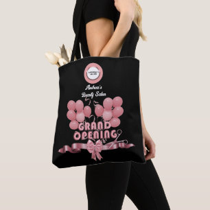 Business Opening Party Add Brand Logo Black Pink  Tote Bag