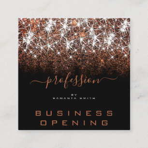 Business Opening Professional Rose Golden Glitter Square Business Card