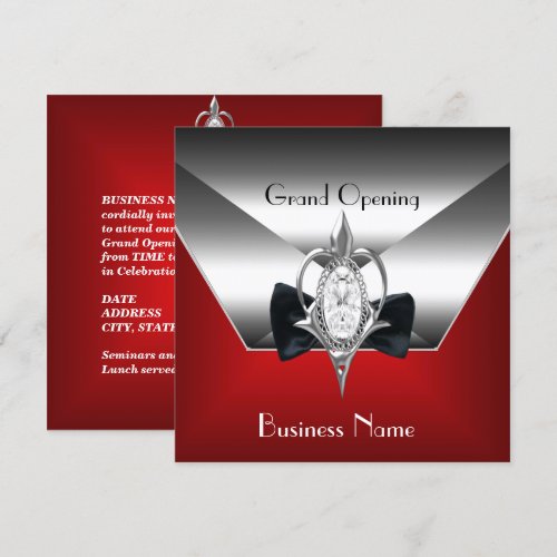 Business Opening red Silver Diamond Jewel Invitation