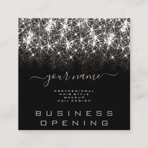 Business Opening Trendy Luminous Glitter Beauty Square Business Card