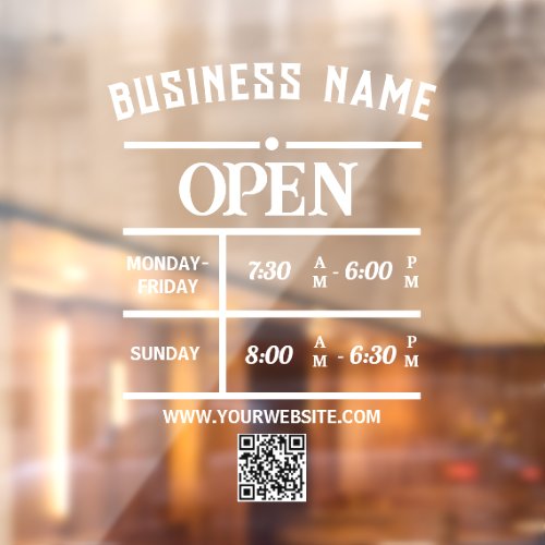 Business opening window cling