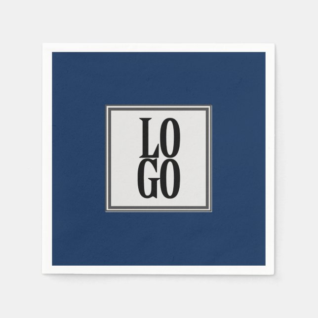 Business or Company Custom Logo on Navy Blue Napkins (Front)