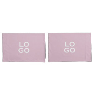 Business or Company Custom Logo on Pink Pillow Case