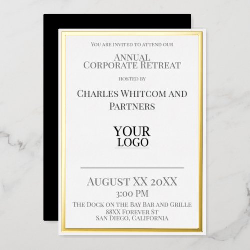 Business or Corporate Event with Custom Logo Gold Foil Invitation