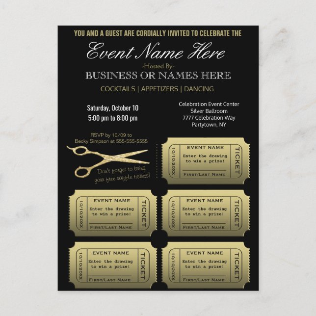 Business or Corporate w/Raffle Invitation Postcard (Front)