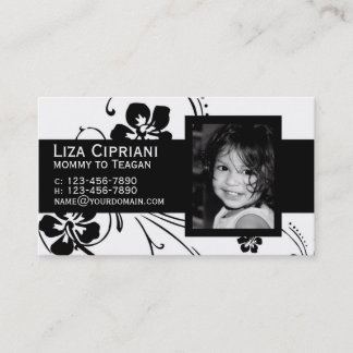 Business or Mommy Card Black Flower Design