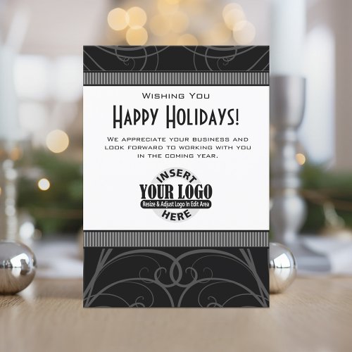 Business or Office _ logo _ black white art deco Holiday Card