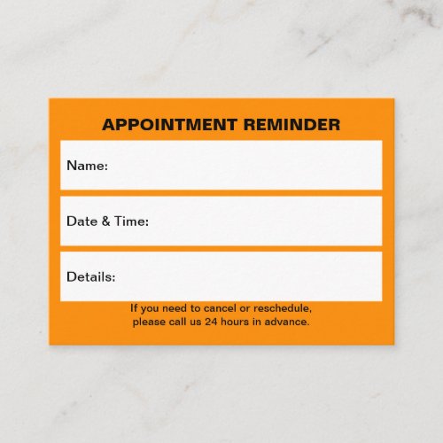 Business Orange Color Appointment Card