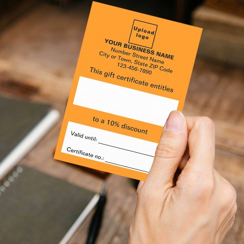 Business Orange Color Gift Certificate