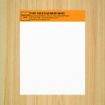 Business Orange Color Letterhead on Paper Sheet<br><div class="desc">Paper sheet with customizable heading. Paper sheet as letterhead. Customize the heading by uploading your business logo, typing your business or company name, address, phone number, e-mail and website or social media page. Paper sheet with your business name on heading to advertise your business or promote your brand name to...</div>