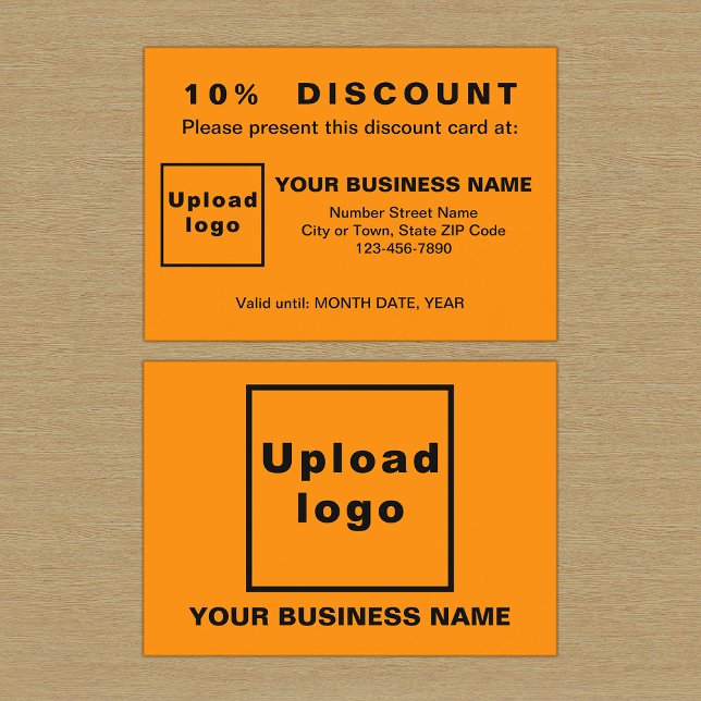 Business Orange Discount Card (Front and back sides of orange color discount card for your business.)
