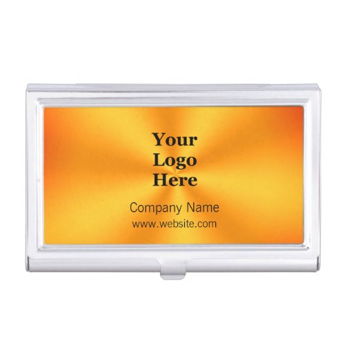 Business Orange Gradient Black Text Your Logo Here Business Card Case