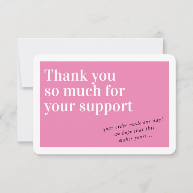 BUSINESS ORDER INSERT chic thank you pink Card (Front)