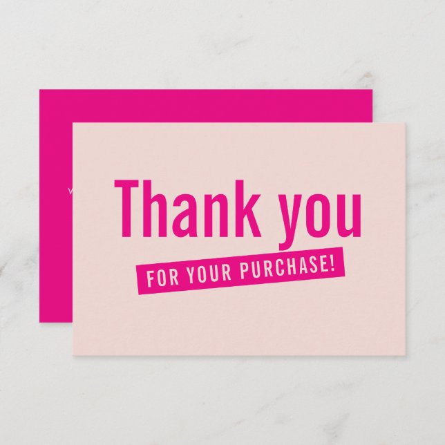 BUSINESS ORDER INSERT modern thank you bright pink (Front/Back)