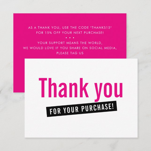BUSINESS ORDER INSERT modern thank you hot pink (Front/Back)