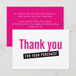 BUSINESS ORDER INSERT modern thank you hot pink