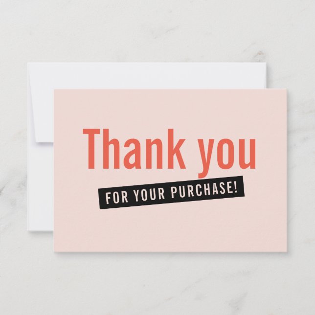 BUSINESS ORDER INSERT modern thank you pink orange Card (Front)