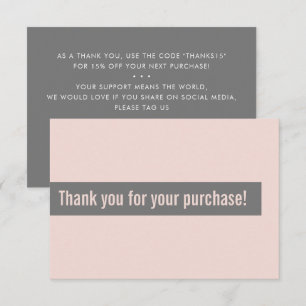 BUSINESS ORDER THANK YOU modern insert pink gray Card