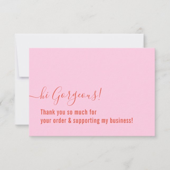 BUSINESS ORDER THANK YOU modern insert pink orange Card (Front)
