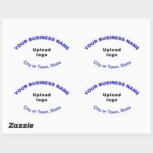 Business Oval Pattern Blue Texts on White Sticker