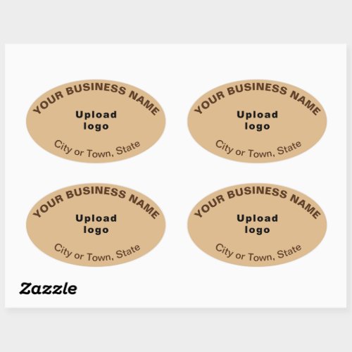 Business Oval Pattern Texts on Light Brown Sticker