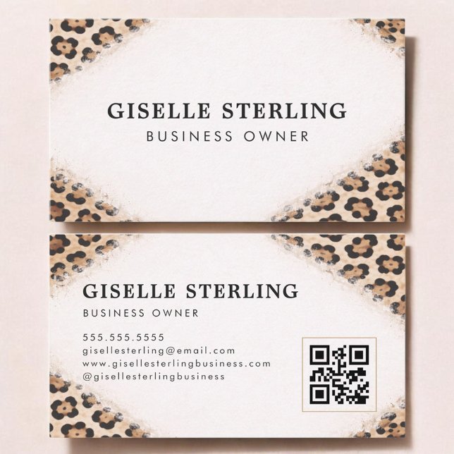 Business Owner Cheetah Leopard Print QR Code Card (Creator Uploaded)