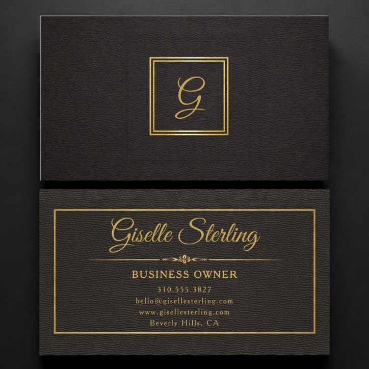 Business Owner Monogrammed Gold Black Professional Business Card