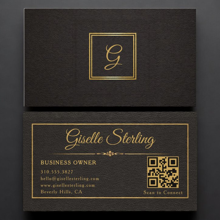 Business Owner Monogrammed QR Code Business Card