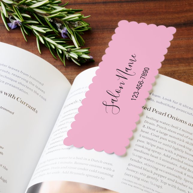Business Pale Pink and Black Salon Name Phone Bookmarks (Book)