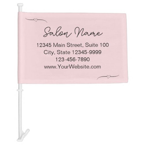 Business Pale Pink  Black Name Handwritten Script Car Flag
