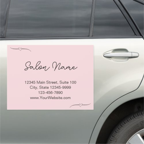 Business Pale Pink  Black Name Handwritten Script Car Magnet