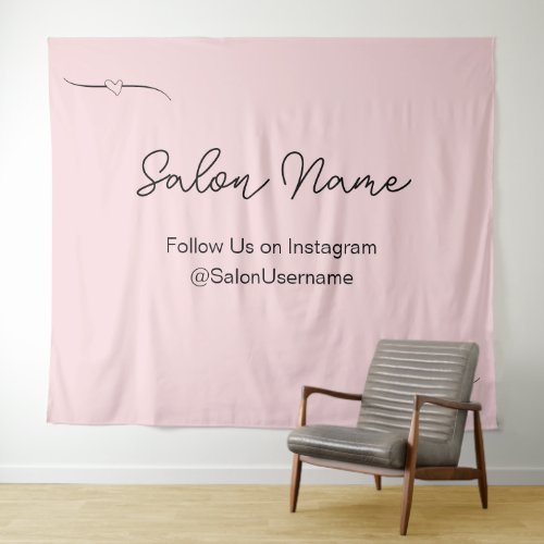 Business Pale Pink Black Salon Selfie Station Tapestry