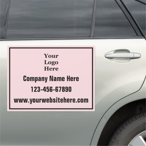 Business Pale Pink  Black Text Your Logo Template Car Magnet