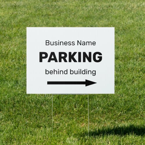 Business Parking Directional with Arrow White Sign