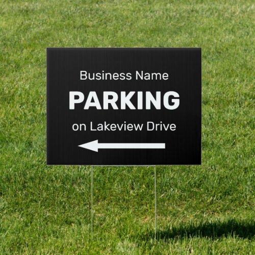 Business Parking Directional with Left Arrow Black Sign