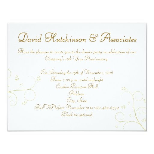 Business Party Dinner Invitation Reception Card | Zazzle