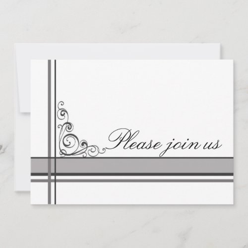 Business Party Invitation White Black Gray Stripe