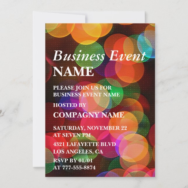 Business party invite Colorful Confetti Sparkle (Front)
