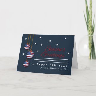 Business Patriotic Season's Greetings U.S. Flag Holiday Card