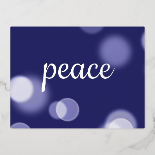 Business Peace Blue Foil Holiday Postcard