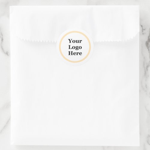 Business Peach and White Your Logo Here Template Classic Round Sticker