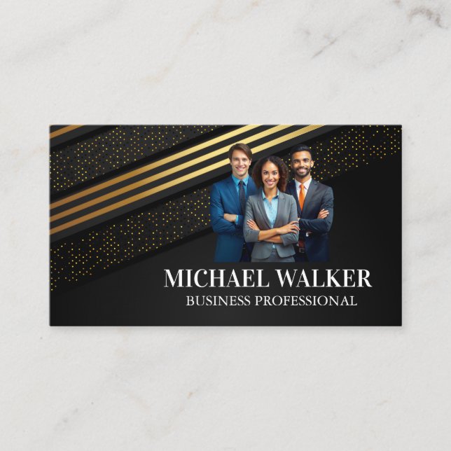 Business People Smiling | Black Gold  Card (Front)