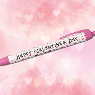 Business Personal Name, Hearts Valentine Black Ink Pen