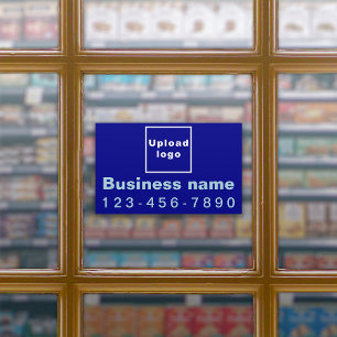 Business Phone Number, Blue Large Rectangle Vinyl Sticker