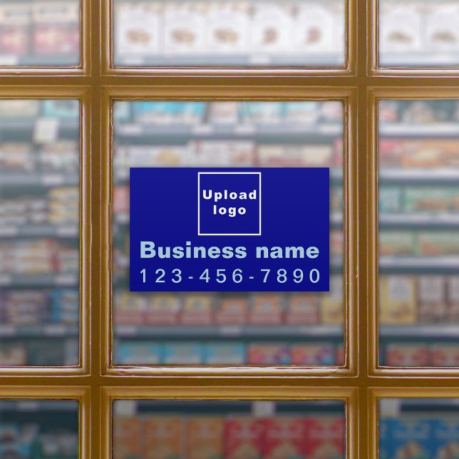 Business Phone Number, Blue Large Rectangle Vinyl Sticker (Creator Uploaded)