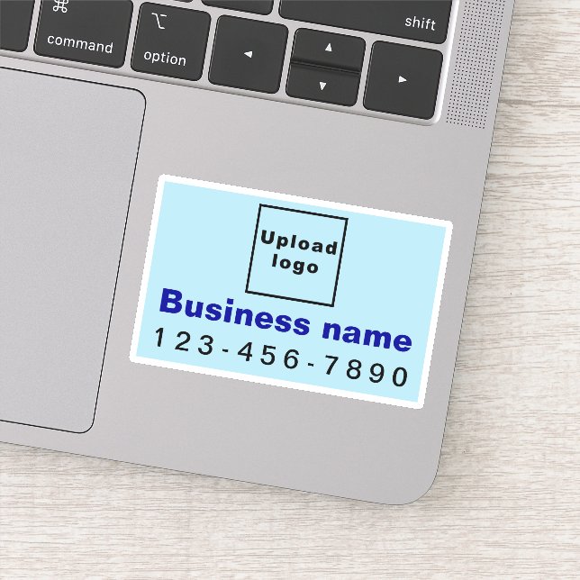 Business Phone Number, Light Blue Rectangle Vinyl Sticker (Detail)